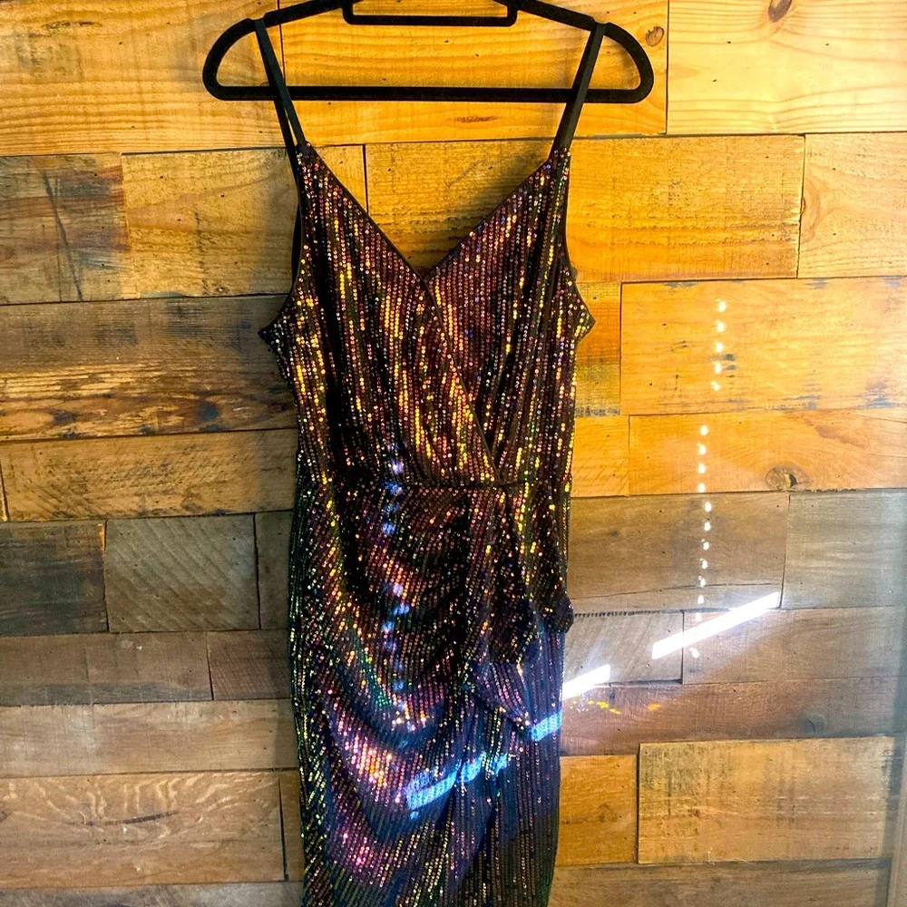 Grace Karin-NWT- Multi Sequined Mini Dress- Size M - Picture 1 of 6